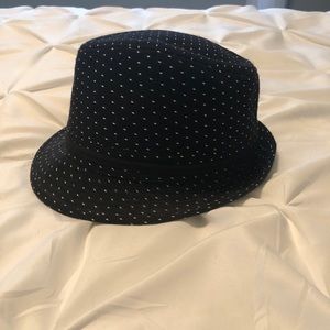 Black with white polka dot fedora